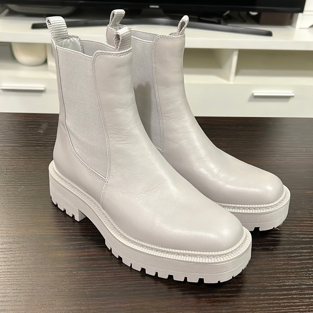Sam Edelman Combat Boots Grey Leather
